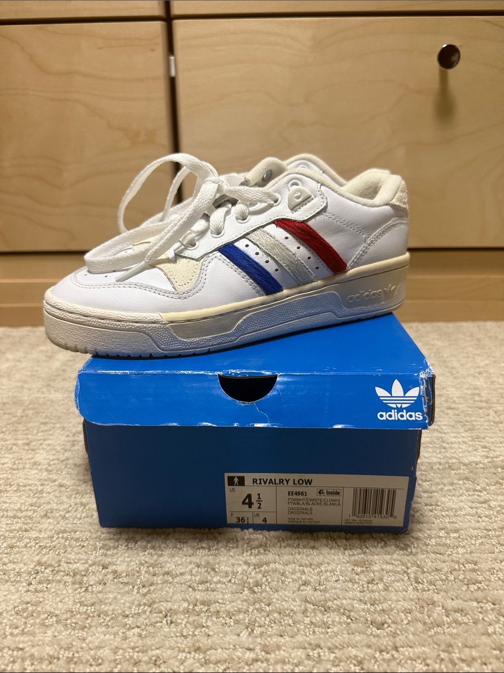 adidas Rivalry Low Sneakers with Red White & Blue Stripes
